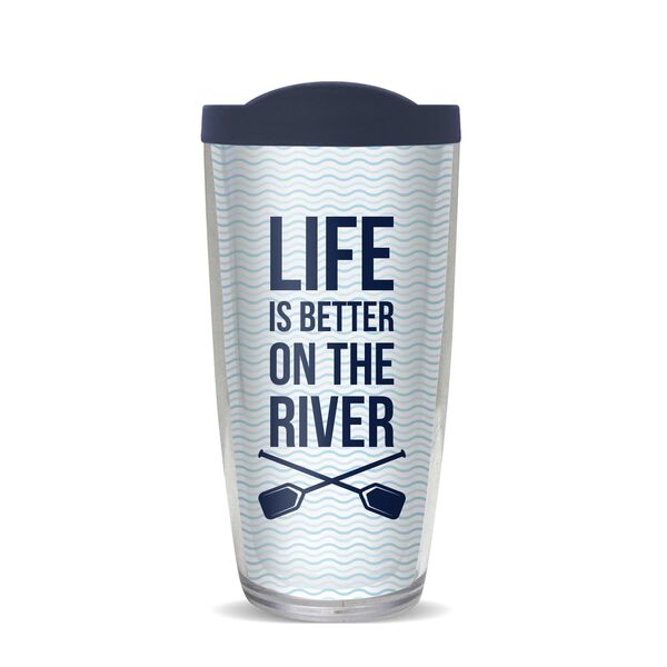 16oz Short Tumbler - Life Is Better on the River without lid 01-10753