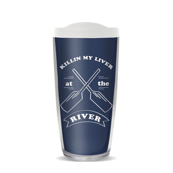 16oz Short Tumbler - Killin My Liver at the River without lid 01-10754