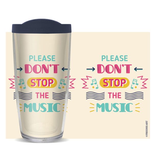 18oz Handle Mug - Don't Stop the Music w/ Black Lid 06-10764