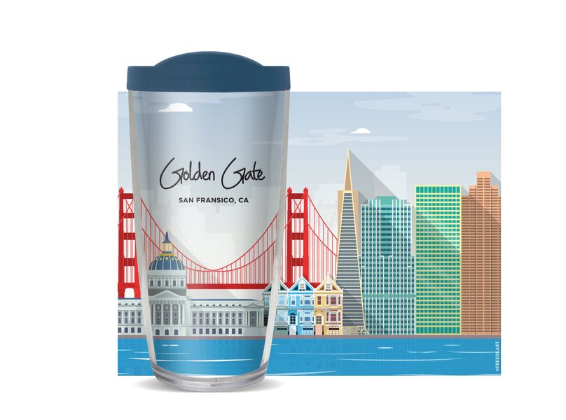 22oz Tumbler - Golden Gate w/ Blue Lid 08-10779