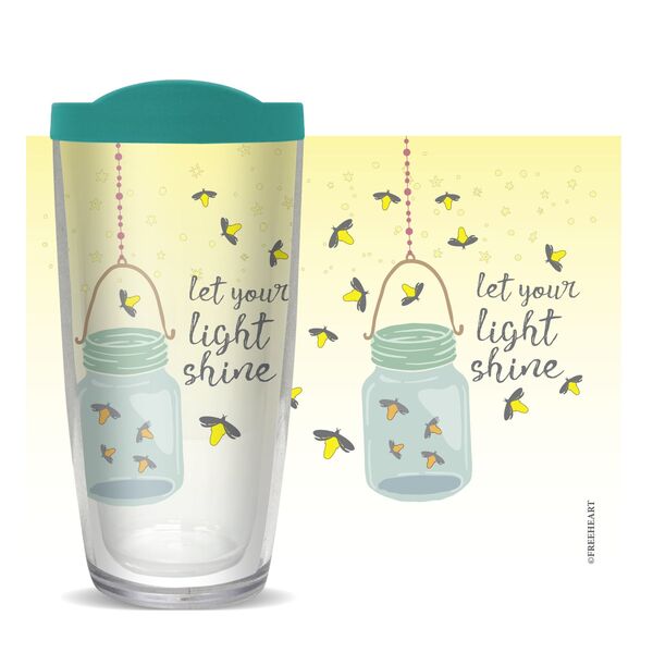 28oz Mega Tumbler - Let Your Light Shine Fireflies w/ Teal Lid H2-10785