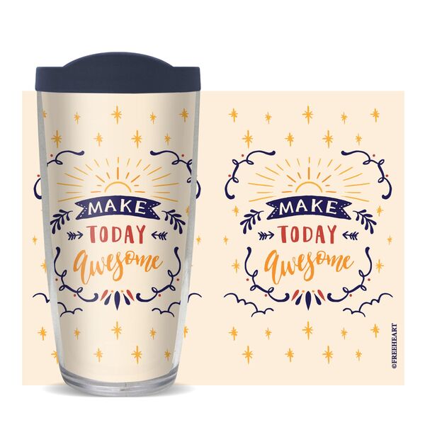 16oz Tumbler - Make Today Awesome w/ Navy Lid 02-10787