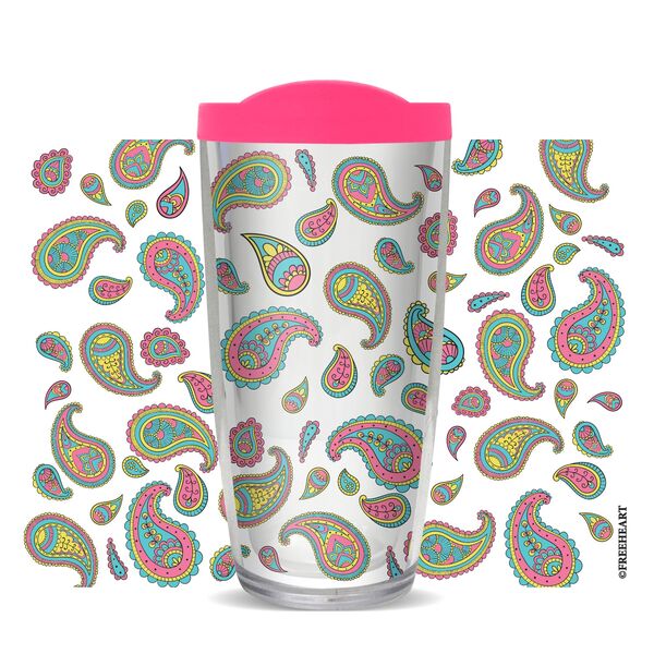 24oz Flareside Tumbler - Paisley Pattern w/ Pink Lid 24F-10794