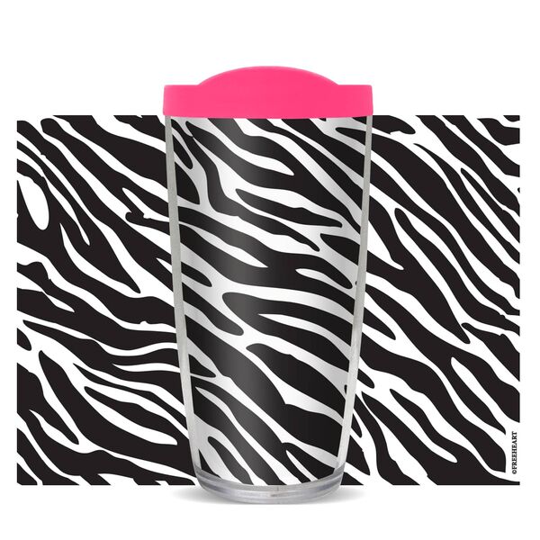 28oz Mega Tumbler - Zebra Pattern w/ Pink Lid H2-10804