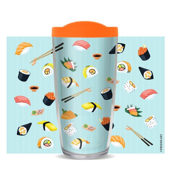 16oz Short Tumbler - Sushi Pattern without lid 01-10805