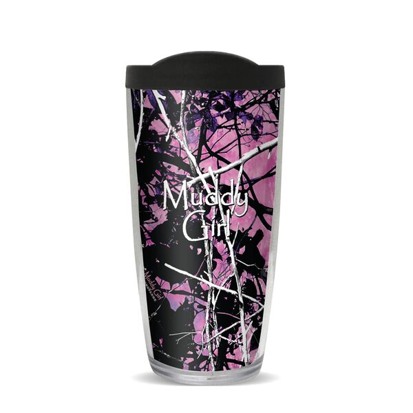 16oz Tumbler - Muddy Girl Black Pink Camo w/ Black Lid 02-10819