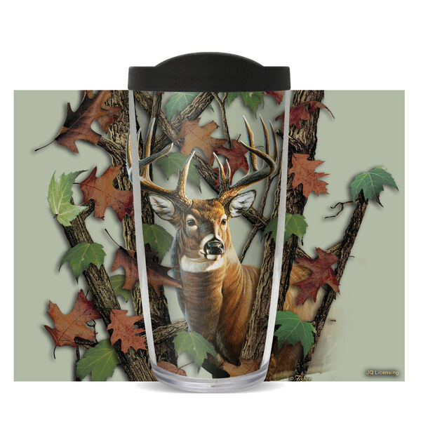 22oz Tumbler - JQ Camo Deer w/ Emerald Green Lid 08-10830