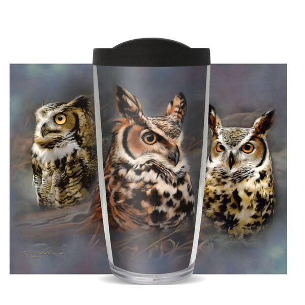 16oz Short Tumbler - JQ Owls without lid 01-10831