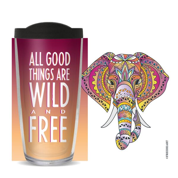 22oz Tumbler - Exotic Elephant w/ Black Lid 08-10842