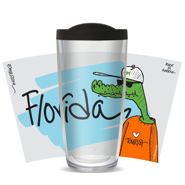 16oz Tumbler - Florida Tourist w/ Black Lid 02-10858