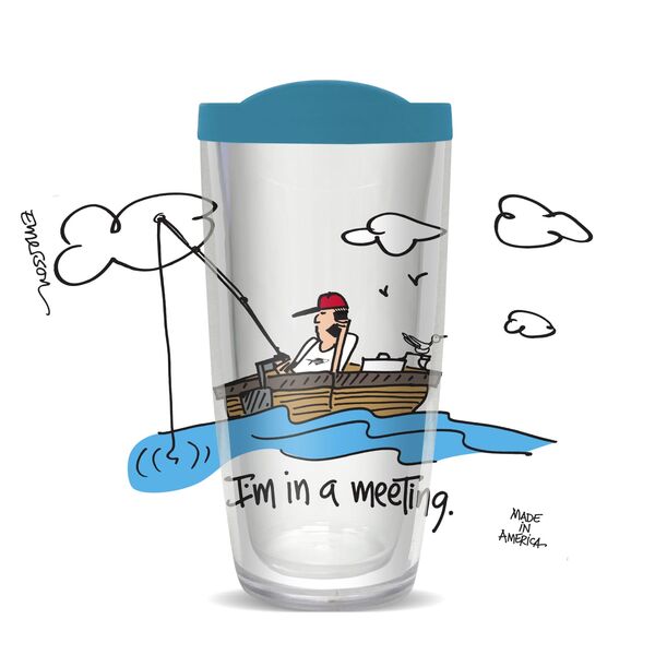 16oz Tumbler - In a Meeting - Boat w/ Turquoise Lid 02-10864