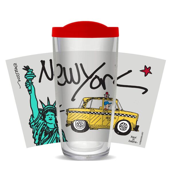 16oz Tumbler - New York - Tourist w/ Red Lid 02-10871