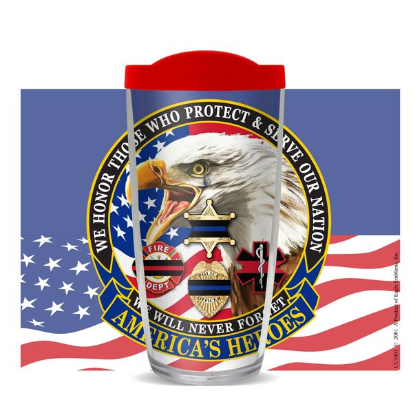 18oz Handle Mug - American Heroes Multi w/ Black Lid 06-10876