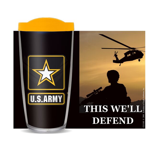 22oz Tumbler - This We'll Defend - US Army w/ Yellow Lid 08-10880