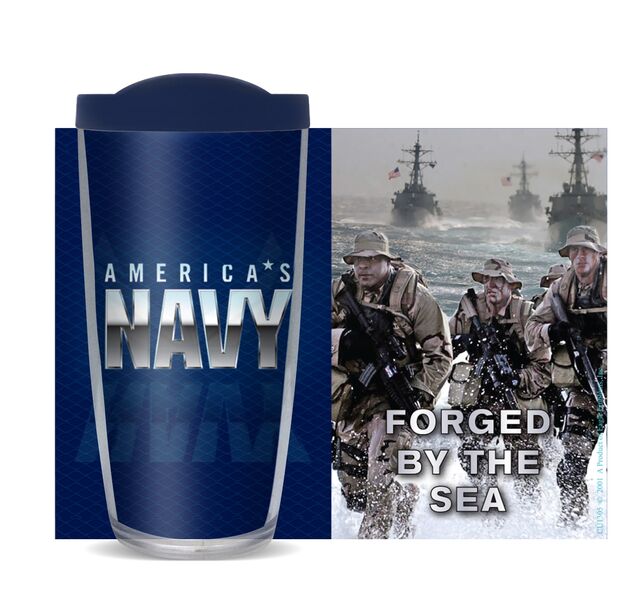 28oz Sport Tumbler - Forged by the Sea - US Navy w/ Gray Lid ST-10882-FORGED