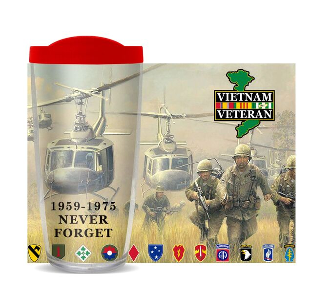 16oz Tumbler - Never Forget - Vietnam w/ Black Lid 02-10886