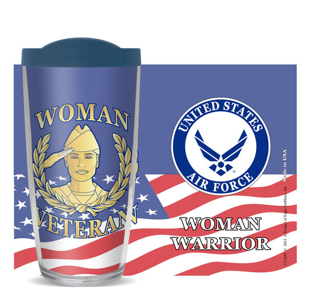 28oz Mega Tumbler - Woman Vet - US Air Force w/ Blue Lid H2-10893