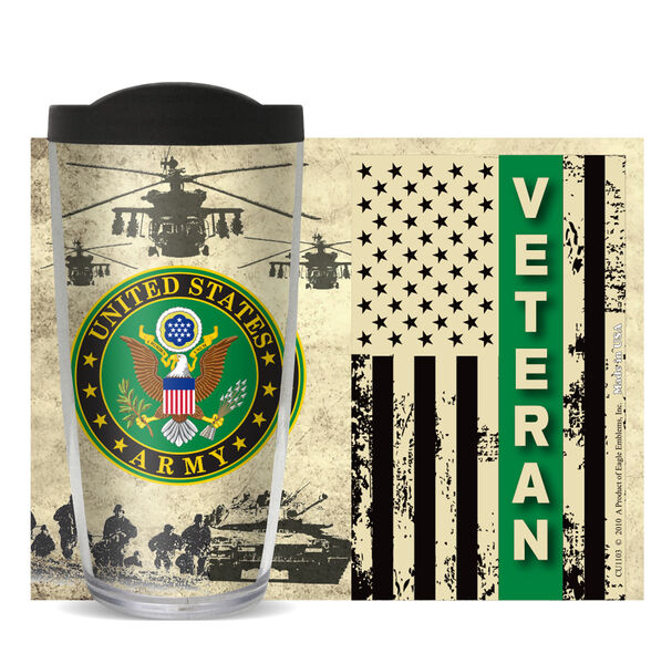 28oz Mega Tumbler - US Army - Veteran w/ Black Lid H2-10896