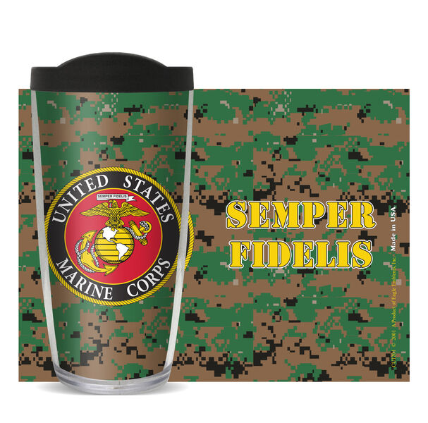 16oz Short Tumbler - US Marines - Camo without lid 01-10897