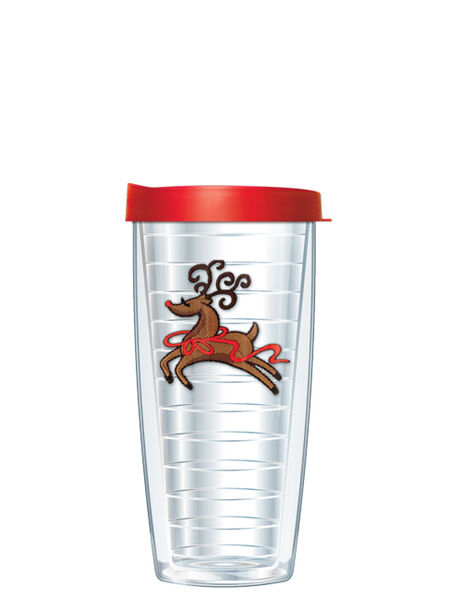 16oz Short Tumbler - Christmas Reindeer Whimsy Patch without lid 01-109