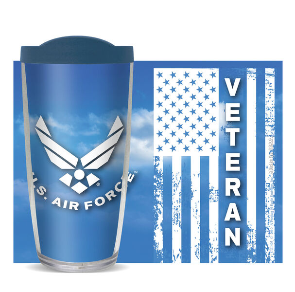 16oz Short Tumbler - US Air Force - Veteran without lid 01-10902