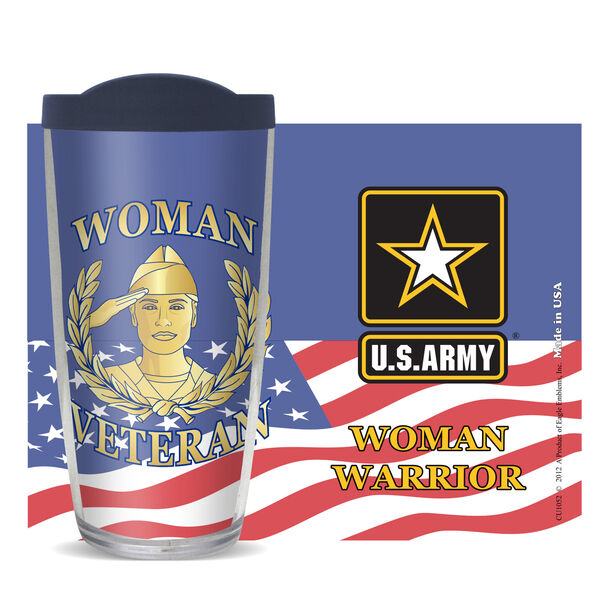 28oz Mega Tumbler - Woman Vet - US Army w/ Navy Lid H2-10909