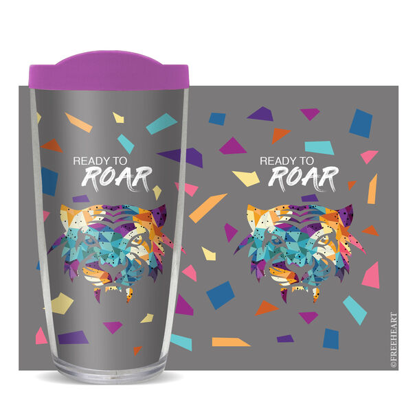 18oz Handle Mug - Ready to Roar w/ Black Lid 06-10964