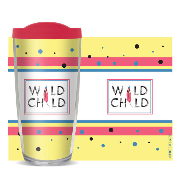 16oz Tumbler - Wild Child w/ Pink Lid 02-10973