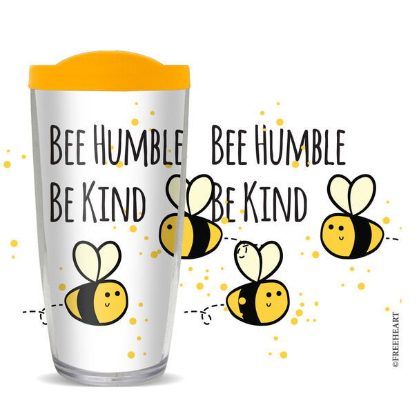 18oz Handle Mug - Bee Humble Be Kind w/ Black Lid 06-10977