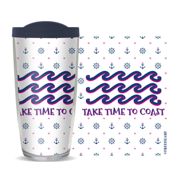 16oz Tumbler - Take Time to Coast w/ Navy Lid 02-11005