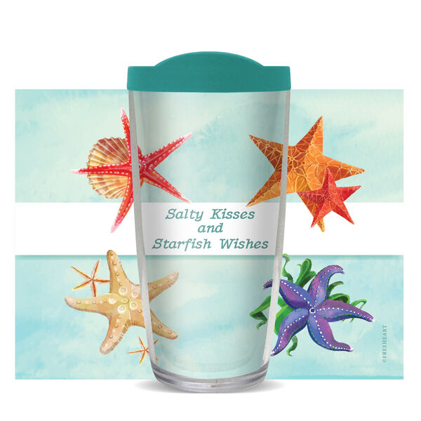 22oz Tumbler - Salty Kisses and Starfish Wishes w/ Teal Lid 08-11006