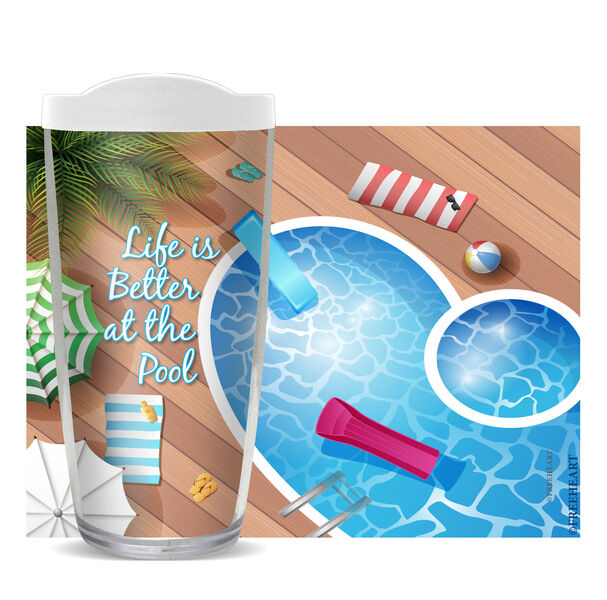 22oz Tumbler - Life Is Better at the Pool w/ Clear Lid 08-11023