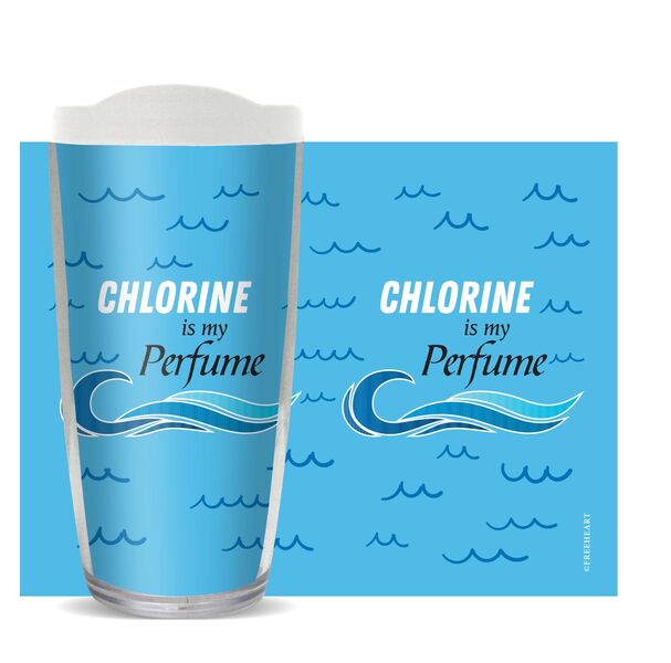 18oz Handle Mug - Chlorine Is My Perfume - Poolside Design w/ Black Lid 06-11024