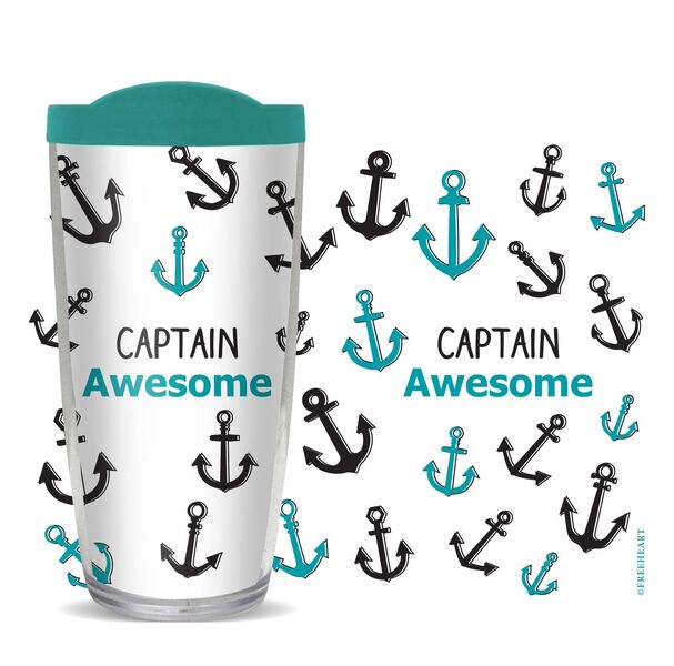 22oz Tumbler - Captain Awesome w/ Teal Lid 08-11027