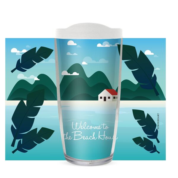 22oz Tumbler - Welcome to the Beach House w/ Clear Lid 08-11030