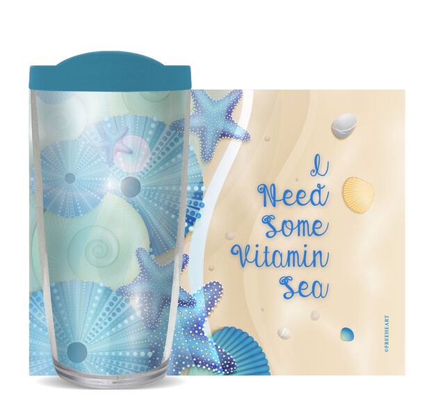 28oz Mega Tumbler - I Need Some Vitamin Sea w/ Turquoise Lid H2-11031