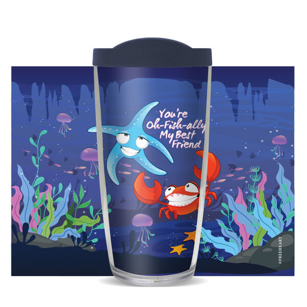 16oz Tumbler - You're Oh-Fish-Ally My Best Friend w/ Navy Lid 02-11037