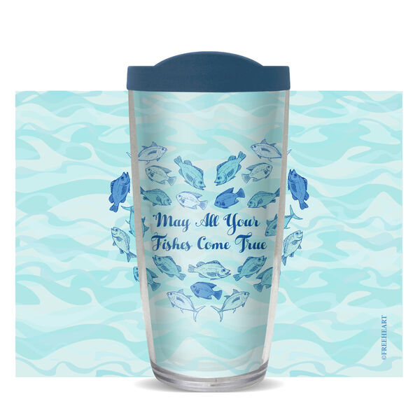 28oz Mega Tumbler - May All Your Fishes Come True Waves w/ Blue Lid H2-11038