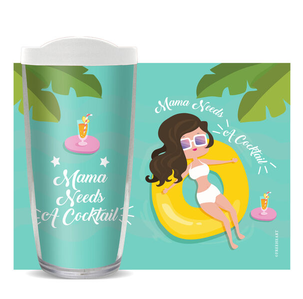 28oz Sport Tumbler - Mama Needs a Cocktail w/ Gray Lid ST-11039