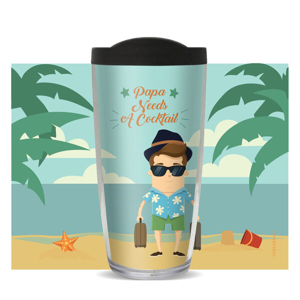 24oz Flareside Tumbler - Papa Needs a Cocktail w/ Black Lid 24F-11040