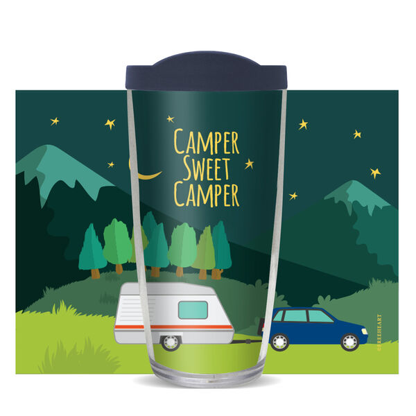 18oz Handle Mug - Camper Sweet Camper w/ Black Lid 06-11059