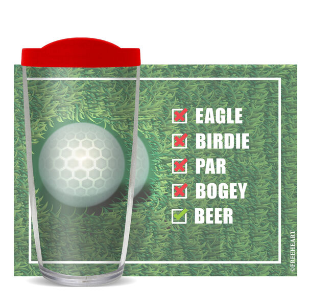 28oz Mega Tumbler - Golf & Beer w/ Red Lid H2-11103