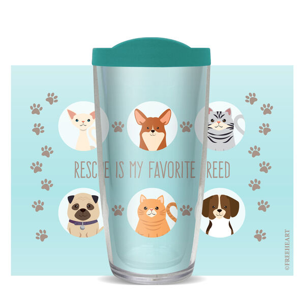 28oz Sport Tumbler - Rescue Is My Favorite Breed w/ Gray Lid ST-11112