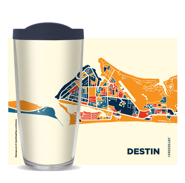 22oz Tumbler - Destin, FL w/ Navy Lid 08-11155