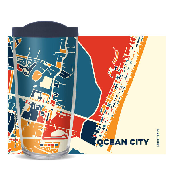 16oz Tumbler - Ocean City, MD w/ Navy Lid 02-11156