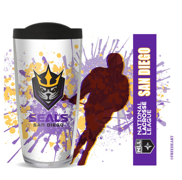 28oz Mega Tumbler - San Diego Seals Splatter w/ Purple Lid H2-11182