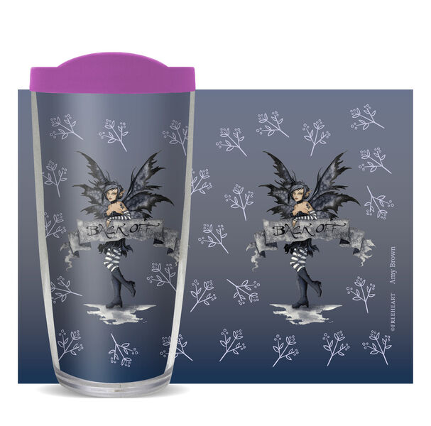 16oz Tumbler - Back Off w/ Purple Lid 02-11215