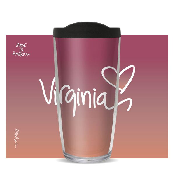 18oz Handle Mug - Virginia Script w/ Black Lid 06-11238