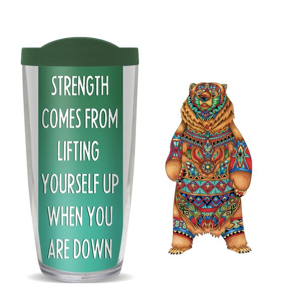 16oz Tumbler - Mosaic Bear w/ Emerald Green Lid 02-11252