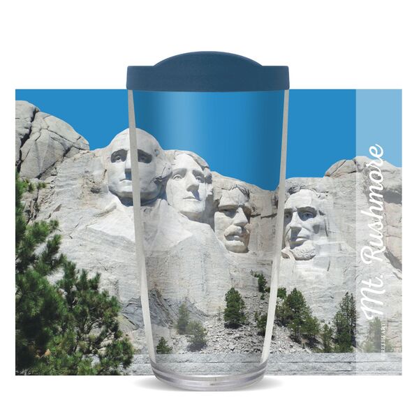 24oz Flareside Tumbler - Mount Rushmore on USA Flag w/ Black Lid 24F-11277